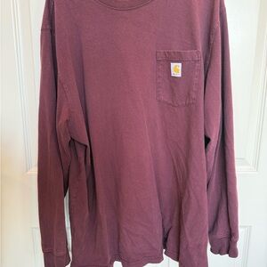 Carhartt Burgundy long sleeved loose fit Pocket Tee XXL 2XL